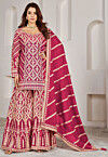 Gota Embellished Chinon Silk Pakistani Suit in Pink