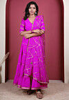 Gota Embellished Georgette Abaya Style Suit in Magenta