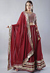 Gota Embellished Georgette Lehenga in Maroon