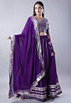 Gota Embellished Georgette Lehenga in Purple