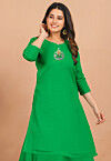 Gota Embellished Georgette Straight Kurta in Pakistani Green