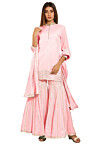 Gota Embroidered Cotton Pakistani Suit in Baby Pink