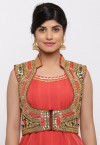 Gota Embroidered Dupion Silk Short Jacket in Black