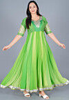 Gota Embroidered Georgette Anarkali Kurta in Shaded Green
