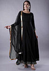 Gota Lace Rayon Abaya Style Suit in Black