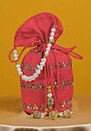 Gota Patti Art Silk Potli Bag in Peach