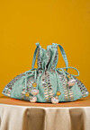 Gota Patti Art Silk Potli Bag in Sea Green