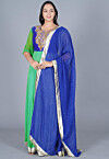 Gota Patti Georgette Abaya Style Suit in Sea Green and Blue