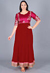 Gota Patti Georgette Anarkali Kurta in Maroon and Magenta