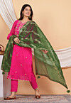 Gota Patti Organza Dupatta in Dark Green