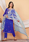 Gota Patti Organza Dupatta in Pastel Blue
