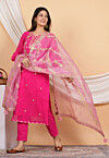 Gota Patti Organza Dupatta in Pink