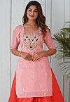 Gota Patti Uppada Silk Straight Kurta in Peach