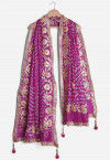 Gota Work Art Silk Dupatta in Magenta