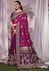 Half N Half Art Silk Jacquard Saree in Pink and Purple
