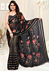 Half N Half Chiffon Saree in Black