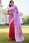Half N Half Georgette Saree in Purple and Red