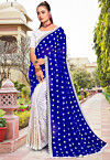 Half N Half Georgette Saree in Royal Blue and Off White