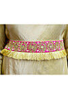 Hand Embroidered Art Silk Adjustable Waist Belt in Pink