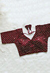 Hand Embroidered Art Silk Blouse in Maroon