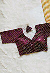 Hand Embroidered Art Silk Blouse in Purple