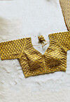 Hand Embroidered Art Silk Blouse in Yellow