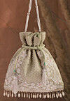 Hand Embroidered Art Silk Potli Bag in Pastel Green