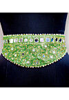 Hand Embroidered Georgette Adjustable Waist Belt in Green