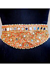 Hand Embroidered Georgette Adjustable Waist Belt in Orange