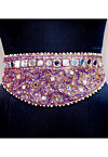 Hand Embroidered Georgette Adjustable Waist Belt in Purple