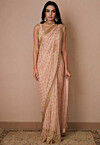 Hand Embroidered Net Saree in Light Pink