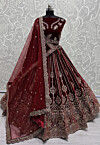 Hand Embroidered Velvet Lehenga in Maroon