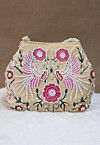 Hand Embroidered Velvet Potli Bag in Beige