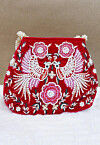 Hand Embroidered Velvet Potli Bag in Red