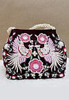 Hand Embroidered Velvet Potli Bag in Wine