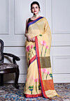 Hand Painted Pure Cotton Saree in Cream