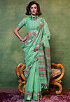 Handloom Art Silk Saree in Sea Green