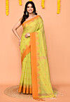 Handloom Cotton Slub Saree in Light Green