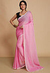 Handloom Cotton Mulmul Saree in Pink