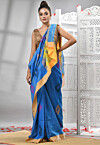 Handloom Cotton Jamdani Saree in Blue