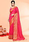 Handloom Cotton Saree in Fuchsia