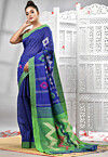 Handloom Cotton Jamdani Saree in Navy Blue