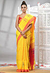 Handloom Cotton Jamdani Saree in Yellow