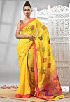 Handloom Cotton Jamdani Saree in Yellow