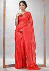 Handloom Jamdani Pure Matka Silk Saree in Red