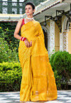 Handloom Jamdani Pure Matka Silk Saree in Yellow