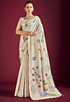 Handloom Linen Cotton Saree in Off White