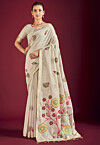 Handloom Linen Cotton Saree in Off White