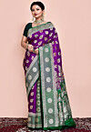 Handloom Pure Banarasi Katan Silk Saree in Purple