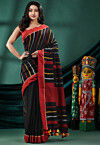 Handloom Pure Cotton Saree in Black
